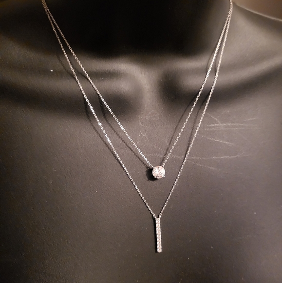 NWT Sterling Silver White Sapphire Necklace Set - Picture 6 of 6